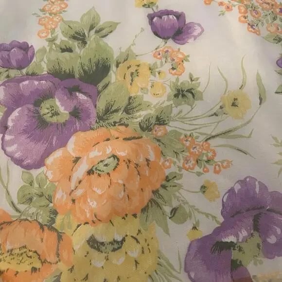 Vintage 70s Floral Maxi Dress Cottagecore Empire Waist Pastel Garden LARGE - Picture 6 of 7